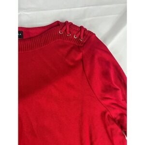 Rafaella Women's 2X Red Knit‎ Long Sleeve Top Lace Up Shoulder Detail